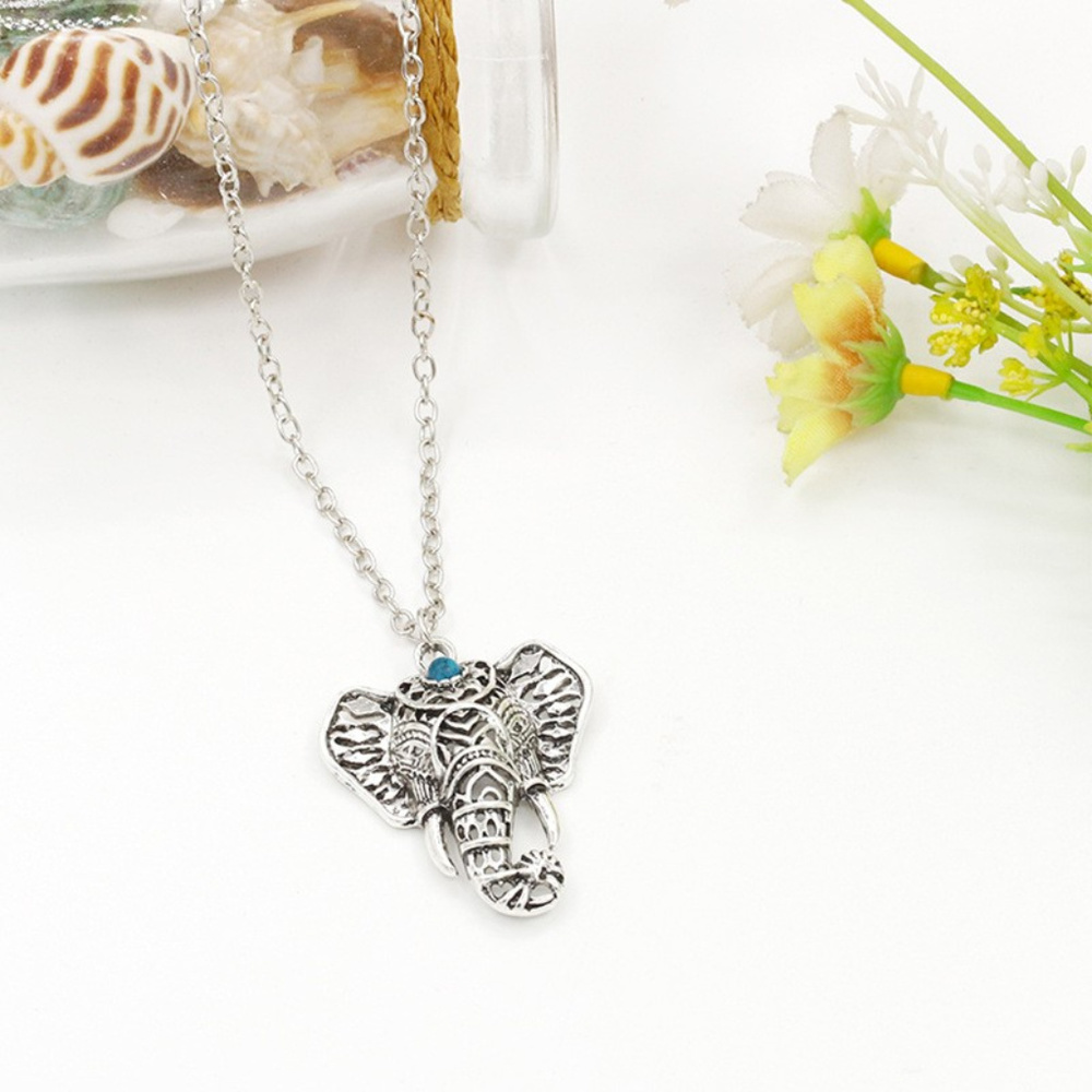 New Elephant Necklace Turquoise Silver Tone - Picture 3 of 4